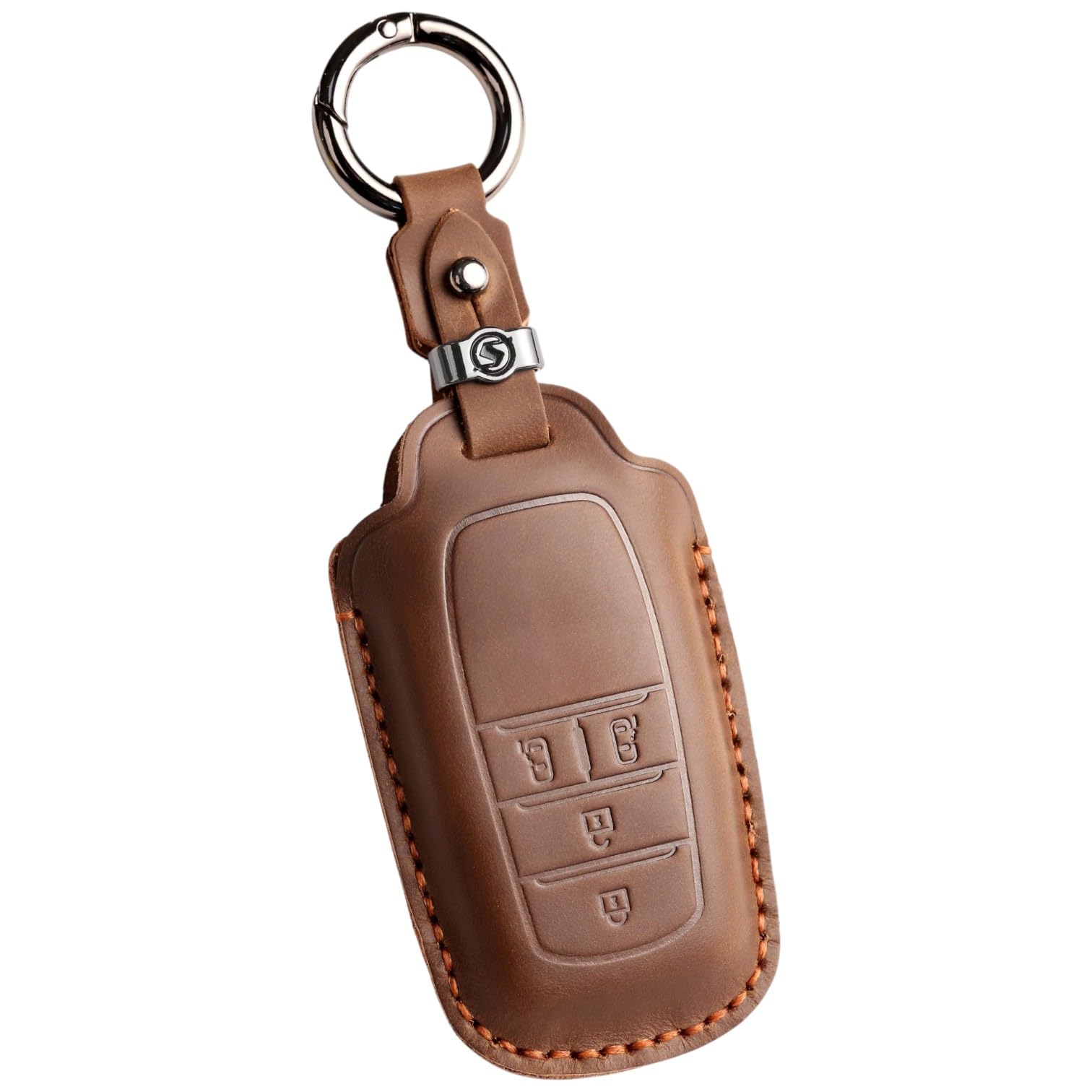 [Hallmo] Smart Key Case Genuine Leather Key Cover Compatible with Genuine leather 4 buttons коричневый