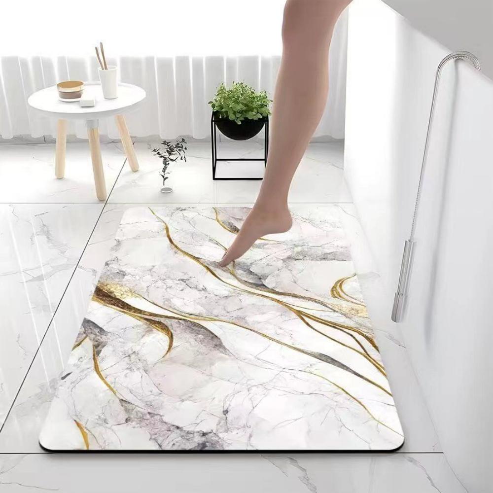 Grey Line Two Giraffes Bath Mat Quick Dry Shower Rug Minimal Outline Cartoon Animal Casual Washable Bathroom Doormat
