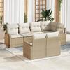 VidaXL 7-Piece Garden Sofa Set with Beige Cushions In Poly Rattan 3346081