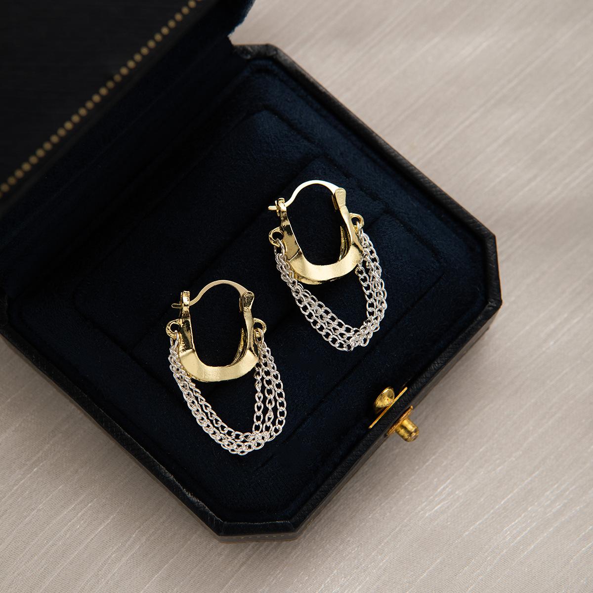 Серьги с бахромой на цепочке, Модный дизайн для commuters, Элегантность, Серьга-гвоздик, Нишевый дизайн, Серьги высокого класса.