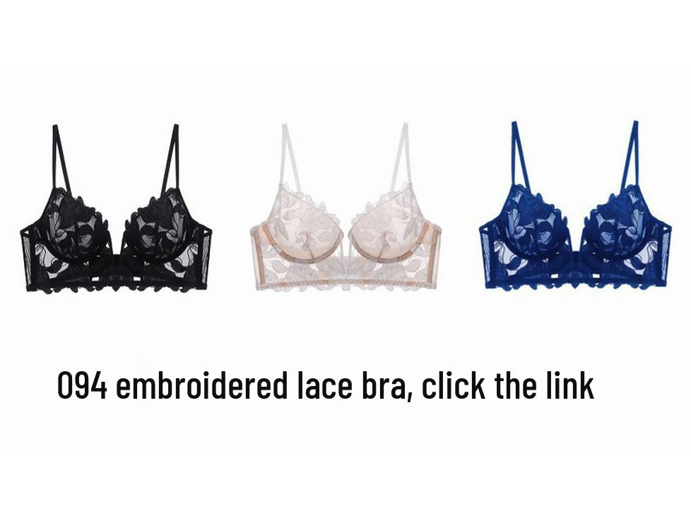 French Lace Push-Up Bra Set with Lily Embroidery & Mesh