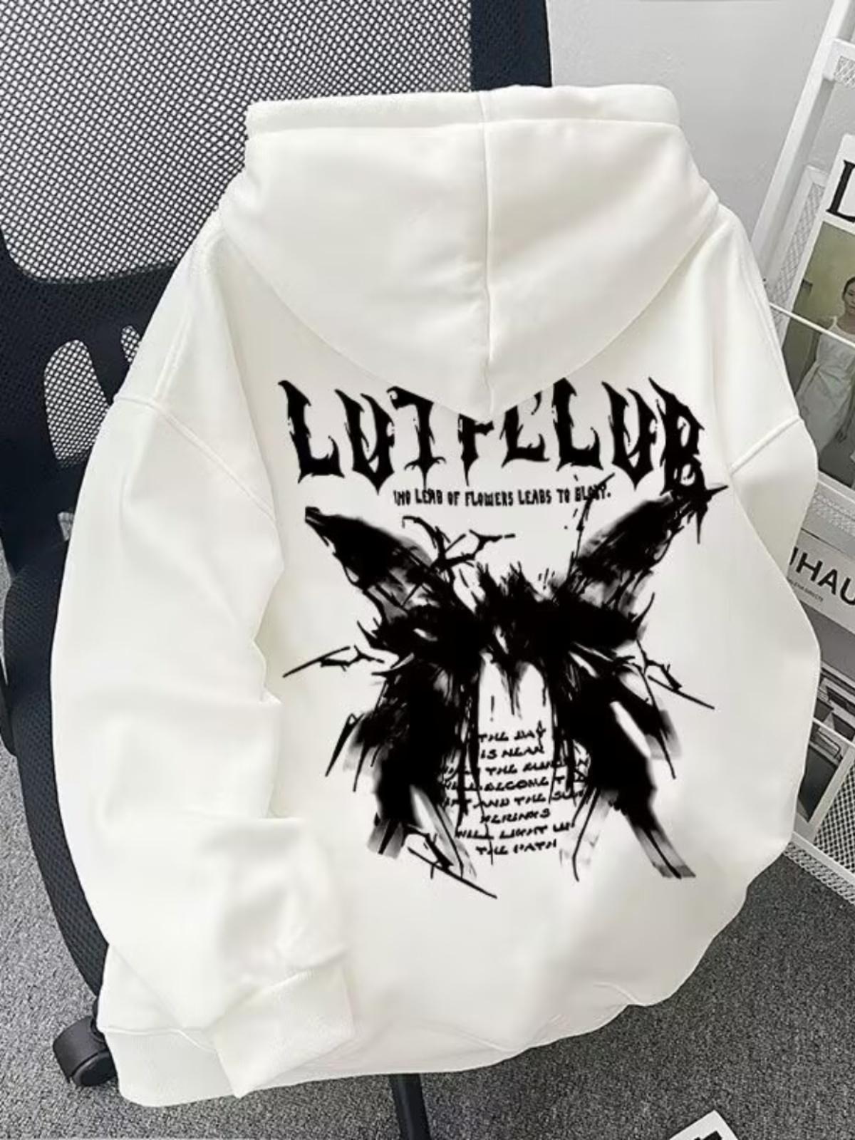 

Autumn and winter men s sweatshirt hiphop butterfly print hooded street fashion brand loose casual comfortable sports top 3XL