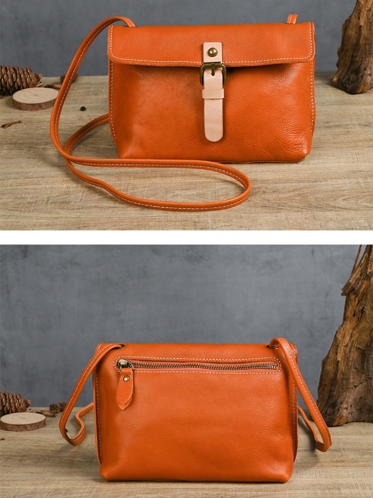 Johnature Vintage Genuine Leather Women Small Bag Versatile Leisure Natural Soft Cowhide Solid Color Shoulder & Crossbody Bags