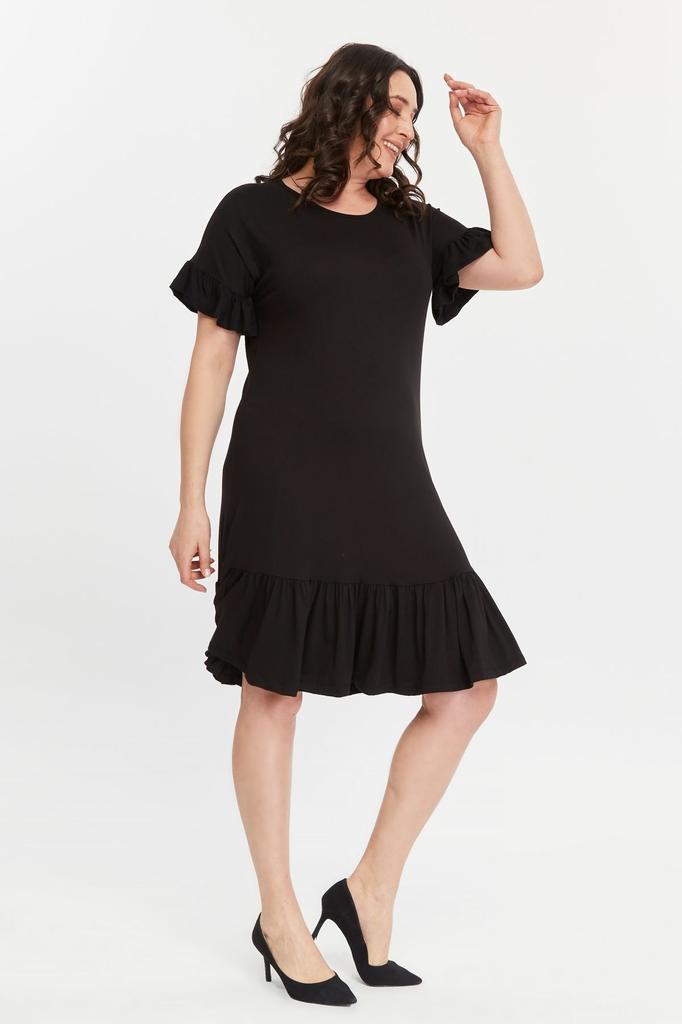 Women's Big Size Dress Plus Size Armband Skirt Ruffle Viscose Dress