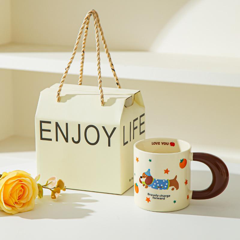 Dachshund Mug Girl Cute Household Drinking Cup New Coffee Breakfast Cup Couple Ceramic Cup