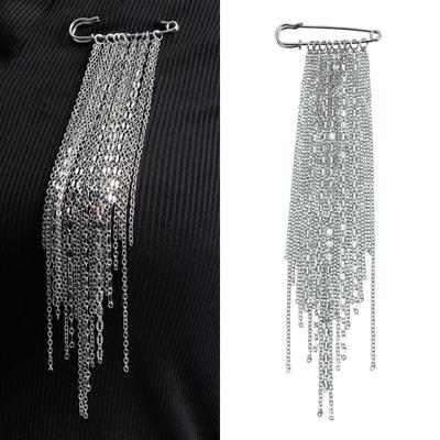Mode Übertriebene Metallkette Quastenketten-Anstecknadel Brosche Für Frauen Neu Cool Anzug Hemd Anhänger Befestigungsnadel Zubehör Schmuck