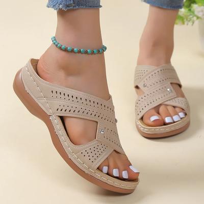 Damen Orthopädische Hausschuhe Keilsandalen Bequeme Plateau Damen Lässig Großer Zeh Retro Korrektur Sandale Übergröße 43