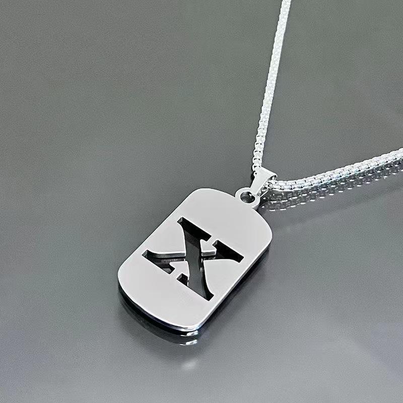 26 Letters English Titanium Steel Necklace Men'S And Women'S Versatile Sweater Sweater Chain Simple Fashion Collarbone Chain
