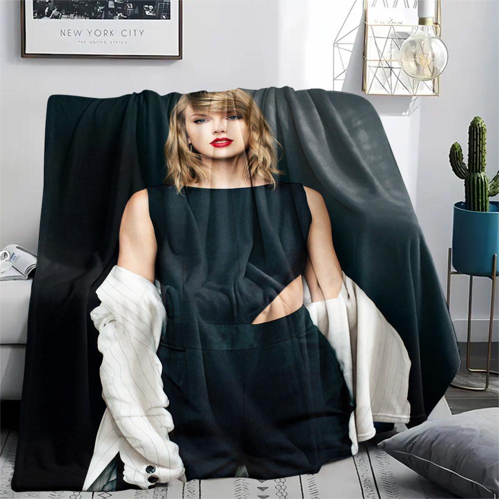 1PC Taylor Print Flannel Blanket, High quality All Seasons, Home Decor, Warmth and Comfort, Perfect for Christmas Gifts