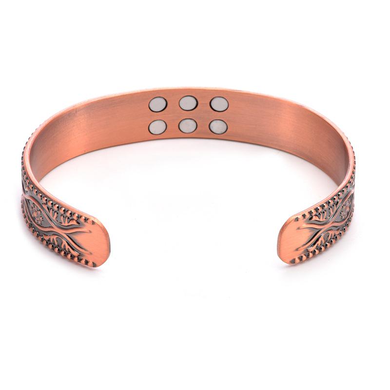 Pflaumenblüte & Akanthus Rotkupfer Retro Magnetfeldtherapie Armband