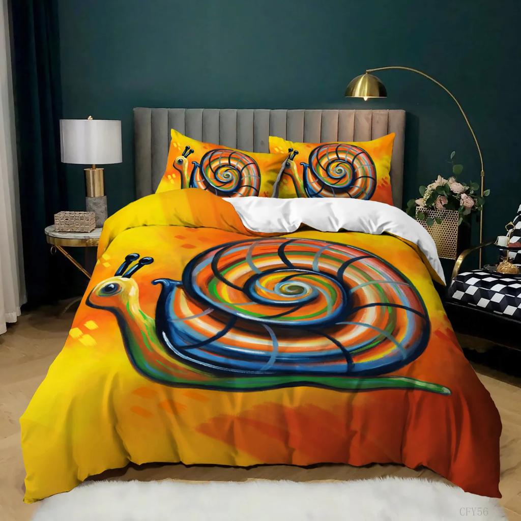 Cute Cartoon Snail Pattern Three-Piece Set Suitable For Boys And Girls Bedroom Decoration Bedding