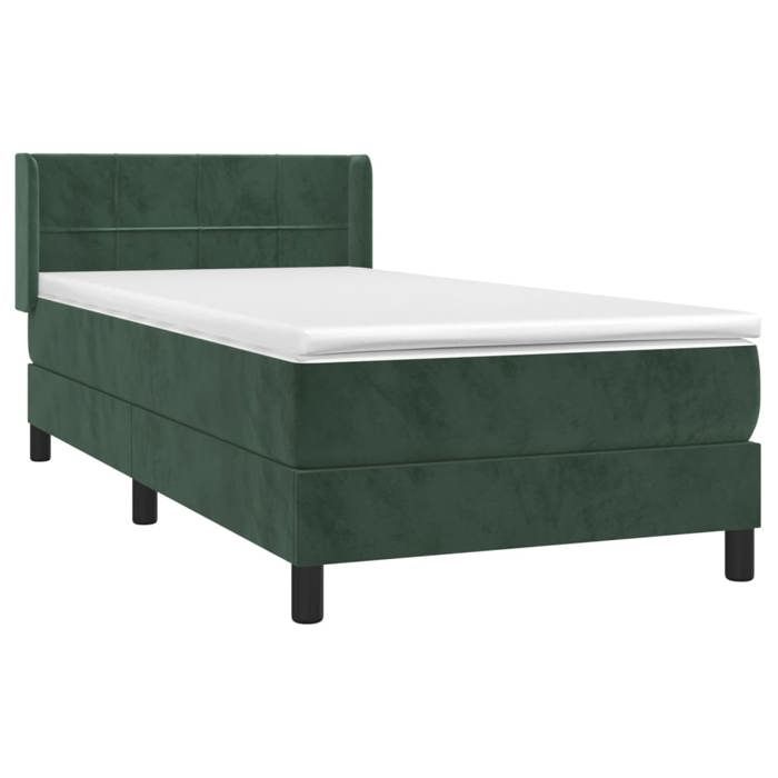 3130934 vidaXL Lit à sommier tapissier avec matelas Vert foncé 90x190 cm