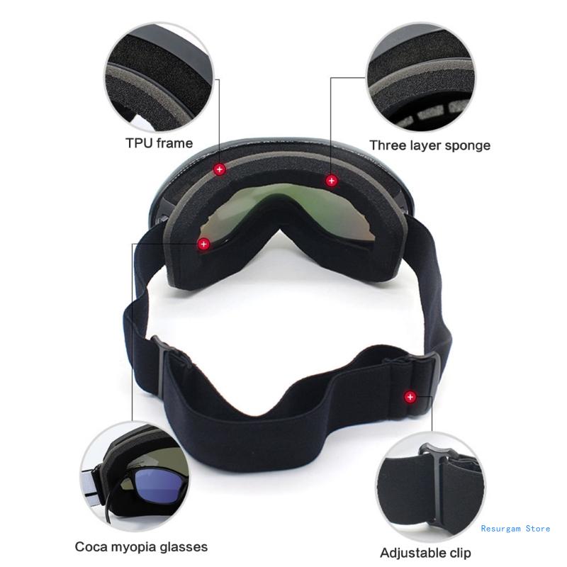 Gogle narciarskie Anti-Fog, dwuwarstwowe, gogle narciarskie, gogle snowboardowe z ochroną UV