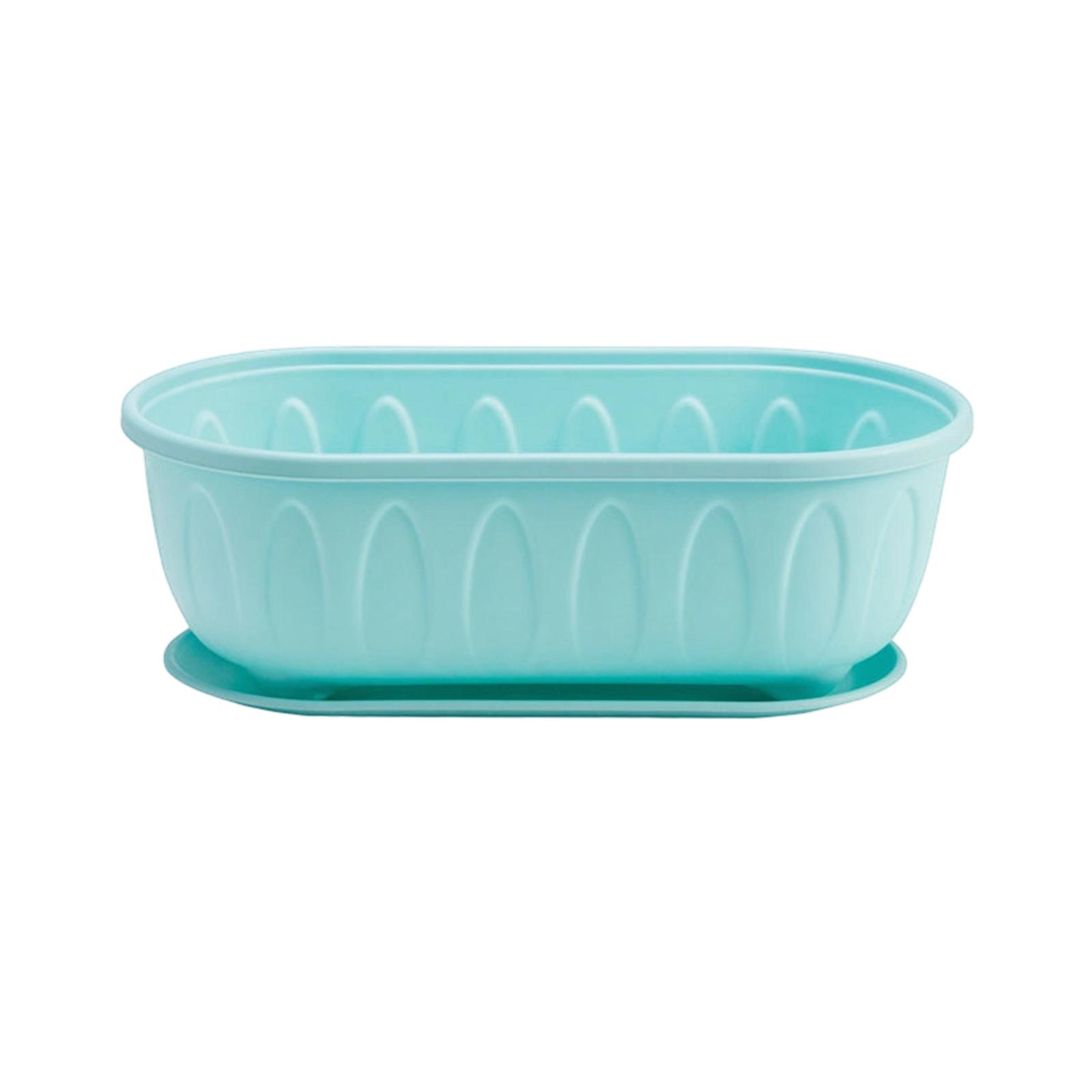 

Rectangular Plastic Planter with Drainage Tray Durable Lightweight Garden Flower Pot Container Suitable for Indoor and Outdoor Use One Size синий