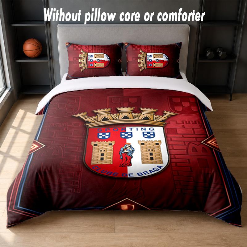 Braga FC Design Bed Bedding Set 1 Duvet Cover + 2 Pillowcases Soft Breathable Household Bed Linens