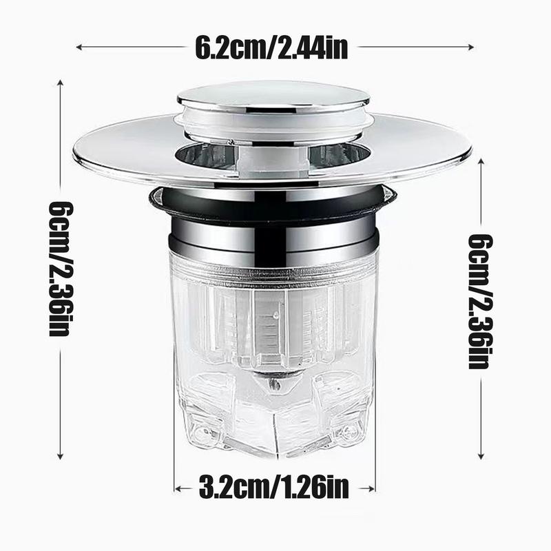 Drain Sink Press Type Filter Plug Shower Catcher Hair Core Basin Strainer Stopper Bounce Sink Drain Plug For Bathroom Kitchen