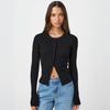 Y2k Mode Damen S Schlanke Passform Langarm Strickjacke Mit Knöpfen
