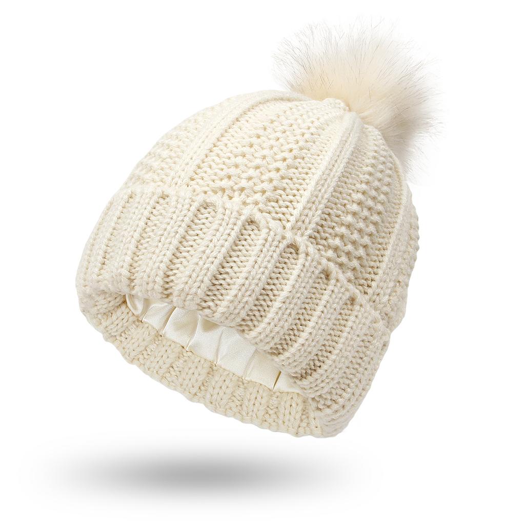 Women's Fashion Protection Hair Silky Stretch Color T-knit Hat Loose Warm Woolen Hat