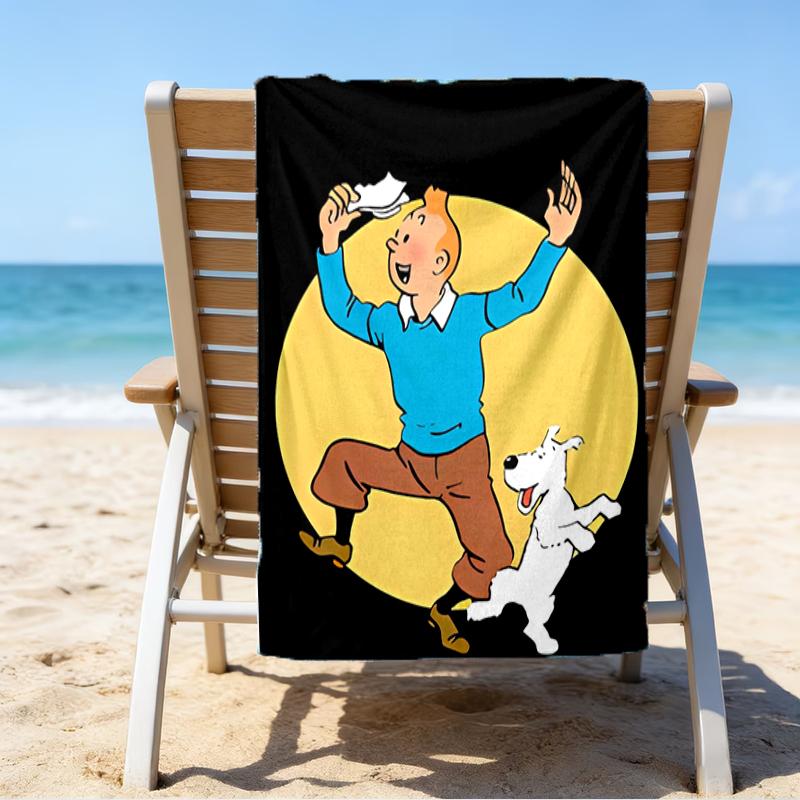 Beweis Strandtuch mit einem Muster von Die Abenteuer von Tim und Struppi1 - weich, saugfähig, schnell trocknend, maschinenwaschbar - perfekt für Schwimmen, Camping, Baden