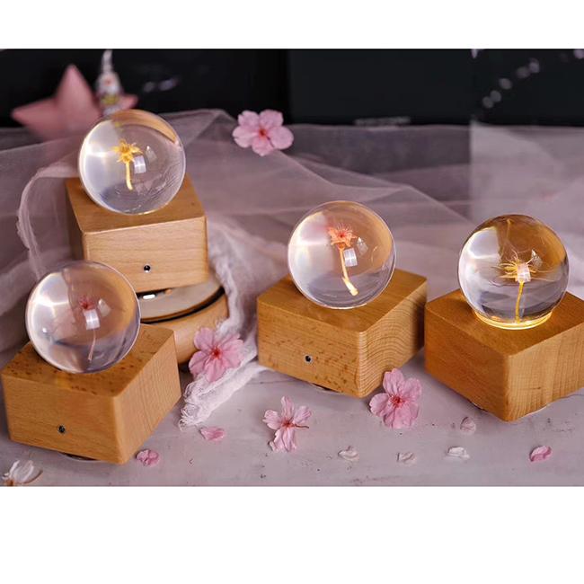 Natural New Arrivals Music Box Wood Preserved Flower Crystal Musical Box Classic