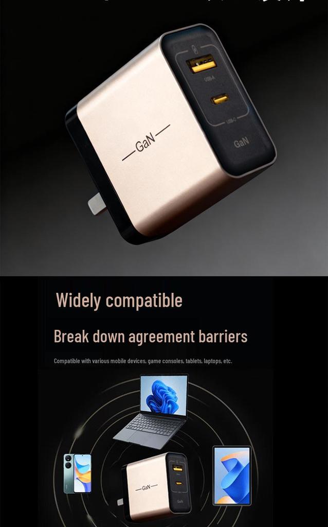Dual-Port Foldable GaN Charger for iPhone 17, Tablets, and Laptops