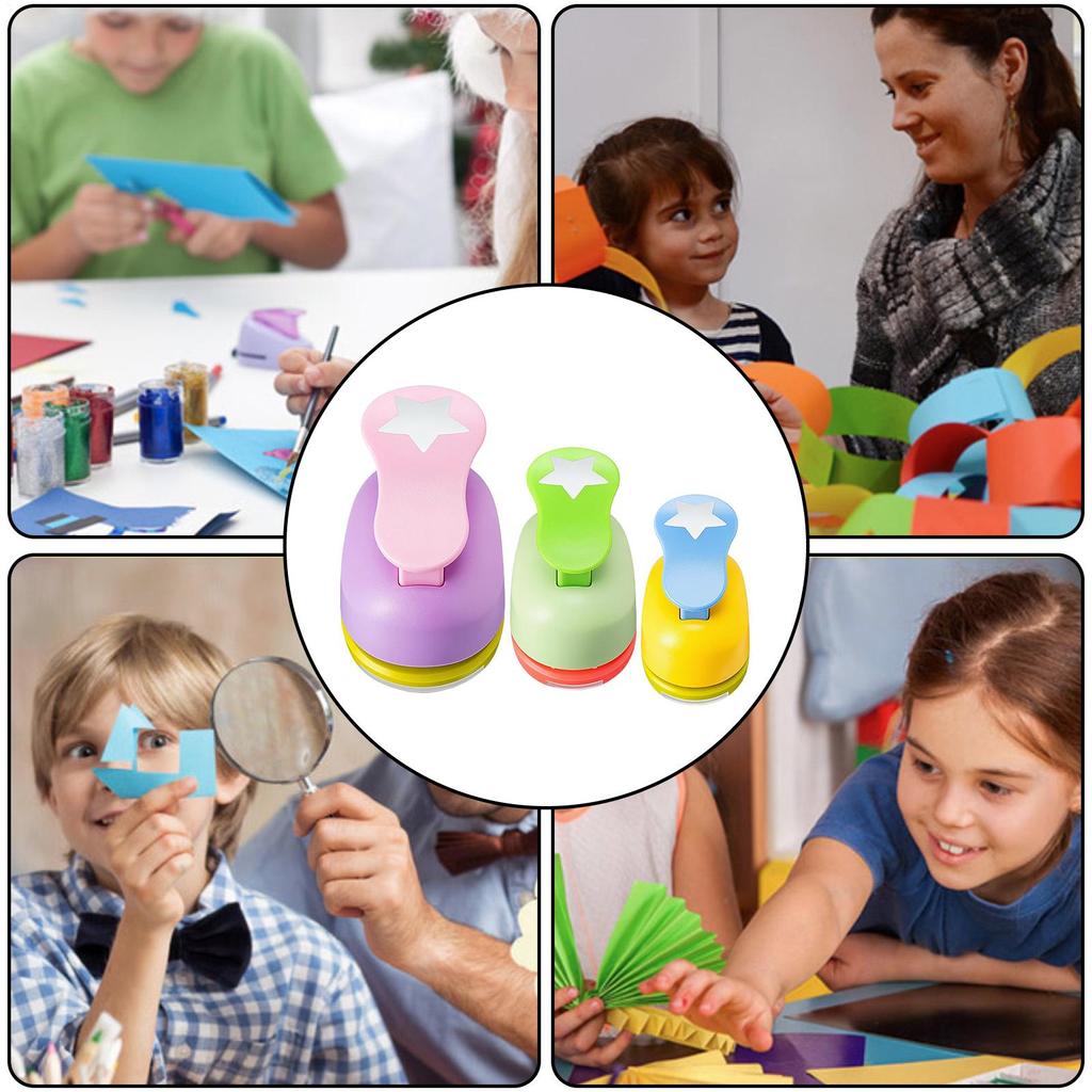 3pcs Star Punch DIY Embossing Punches Scrapbooking Machine Paper Cutting Hole Punch Cutter