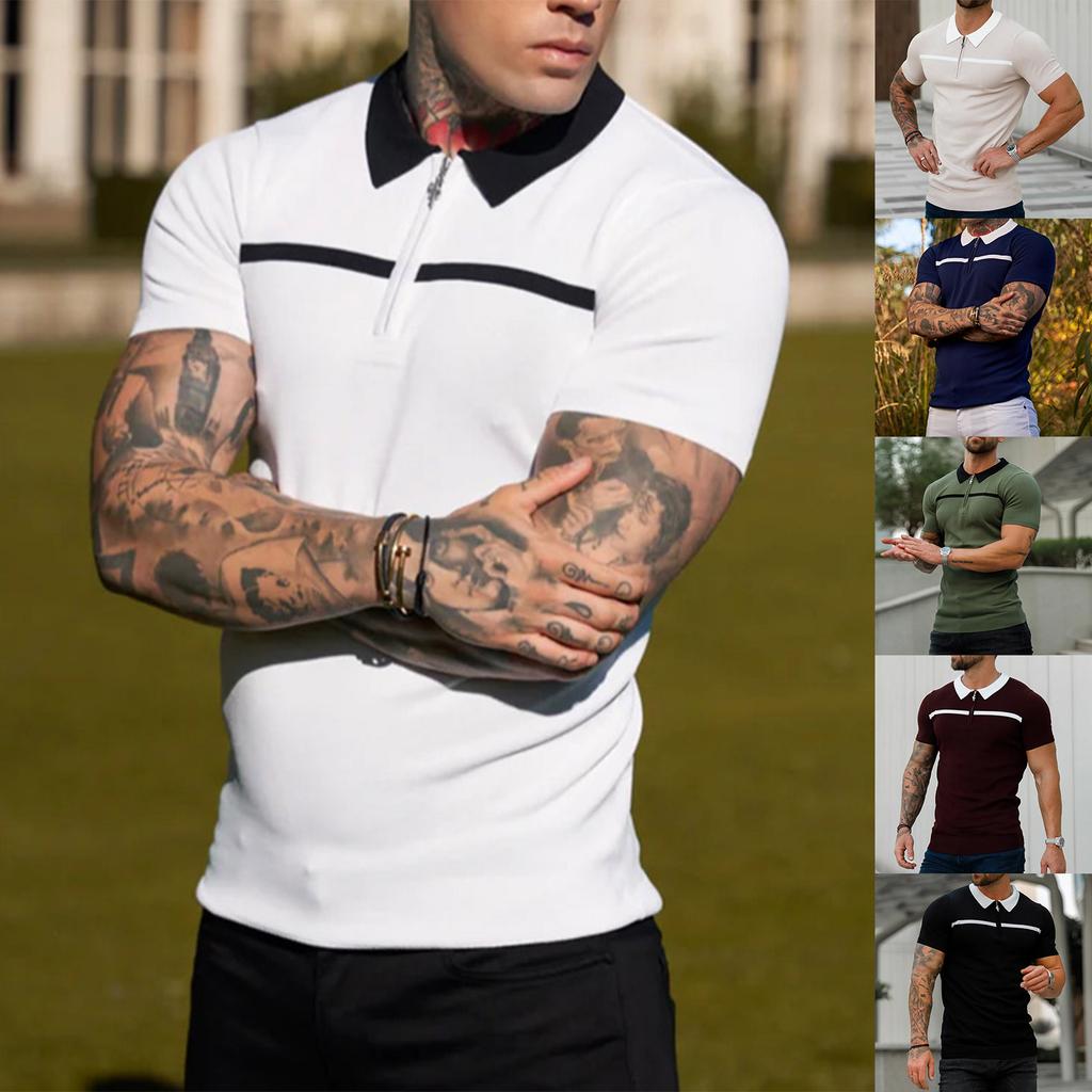 Cheap (Great home)Men's Golf Shirt Casual Sports V Neck Ribbed Collar