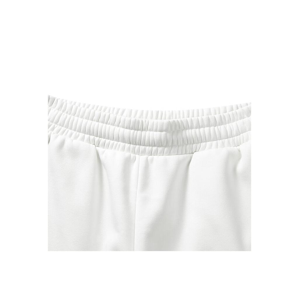 Skechers Yazan Series Solid Mid-Rise Straight-Leg Knitted Wide-Leg Casual Pants Women bottoms Cotton-Candy-White L423W153-0074