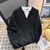 Men's Color Block V-Neck Henley Sweater - Old Money Style for Fall/Winter