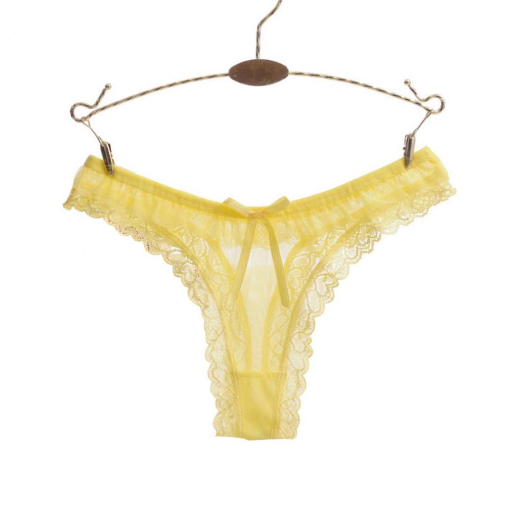 Fashion Sexy Lace Heart Pattern Bowknot Women Low Rise Brief Underwear Thong