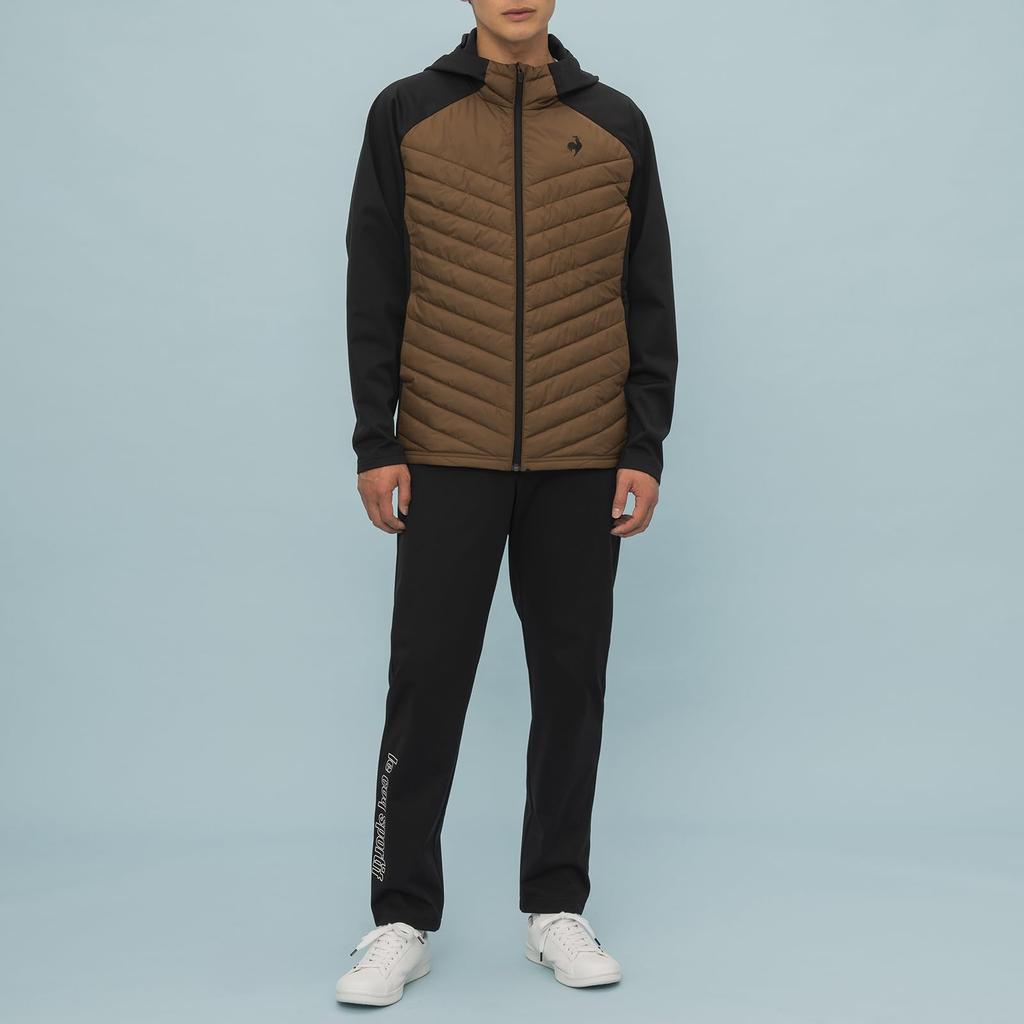 Le Coq Sportif Hybrid Insulated Long Black Brown XO Jacket, Water-Repellent, Windproof, Warm, Light-Absorbing Heat-Generating Technology, HEATNAVI,