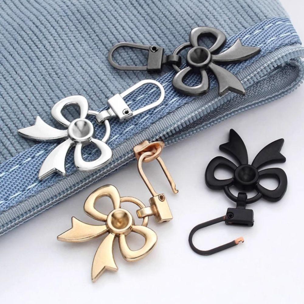 10pcs Universal Metal Zipper Butterfly Bow Zipper Slide Replacement Zipper Head Replacement Kits