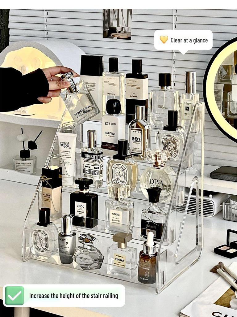 Acrylic Tiered Display Rack for Skincare & Makeup Storage
