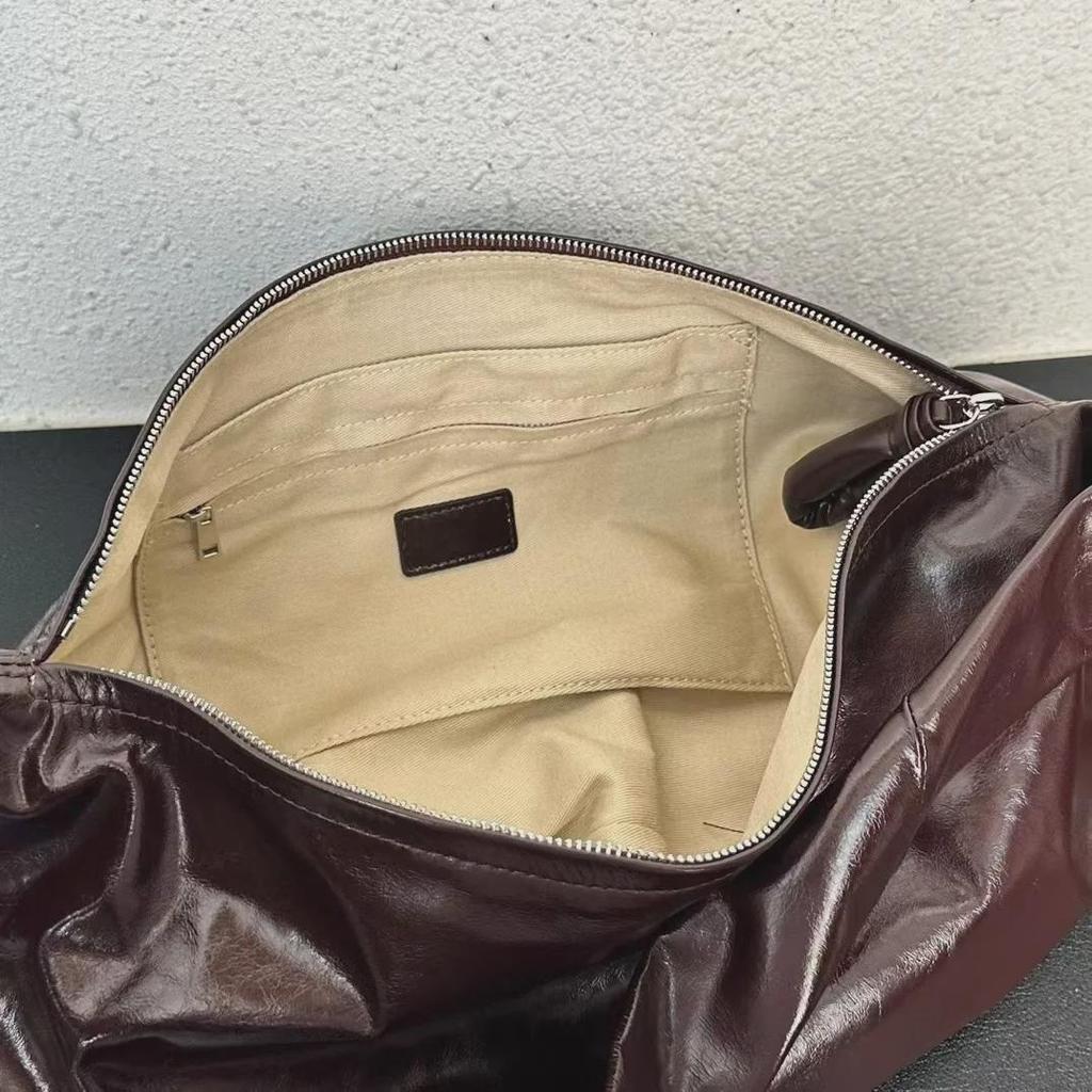 French Designer Croissant-Shaped Genuine Leather Messenger Bag for Women