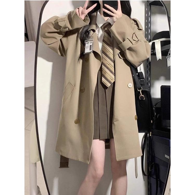 British Style Trench Coat for Women, Elegant and Chic Overcoat for Spring and Autumn