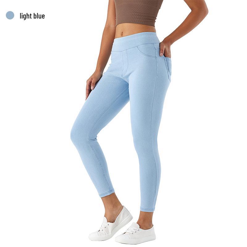 

European High-Waisted Skinny Stretch Cropped Denim Pants - Women s Slim Fit Butt-Lifting Fitness Casuals XS світло-синій колір