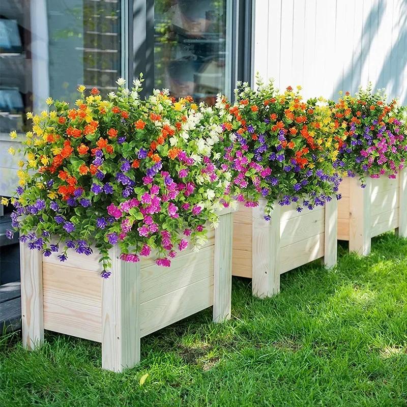 Artificial Flowers Seven Cross Milan Eucalyptus Camellia Office UV Fake Flowers Plastic Bouquet Wedding Home Decoration