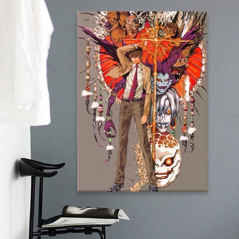 Rama z litego drewna klasyczna seria anime Death Note plakaty plakat retro Bar dekoracja pokoju artystyczne obrazy na płótnie dekoracje ścienne do domu