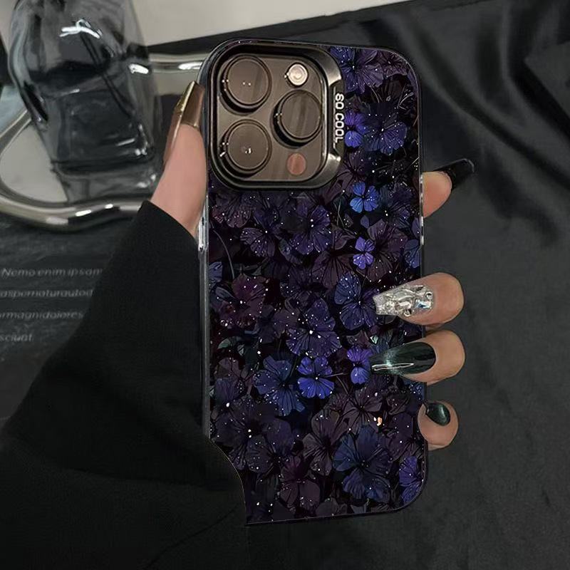 Dark night purple flower is suitable for iphone17 mobile phone case Apple 15promax/1413pro16 European and American anti-fingerprint.