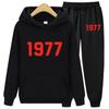 1977 Hoodie Two-Piece Sets Hoodie Set Men and Women Fashion Brand High Street Loose Fleece Autumn Winter Warm Hoodies+Pants Set