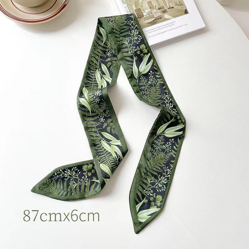 

Mid-Autumn Festival gift box silk scarf for women, hair tie, butterfly hair accessory, accessory, gift, bag tie, small silk scarf, ribbon, 20 pieces Gray-green 87cm 20 pieces