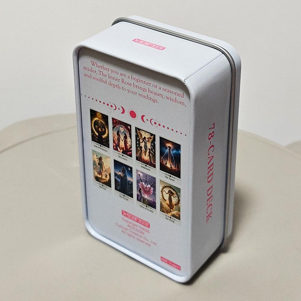 Baraja de Tarot Rosa Interior - Set de Adivinación de 78 Cartas con Guía de Instrucciones 11*6.2cm en Caja Decorativa de Lata