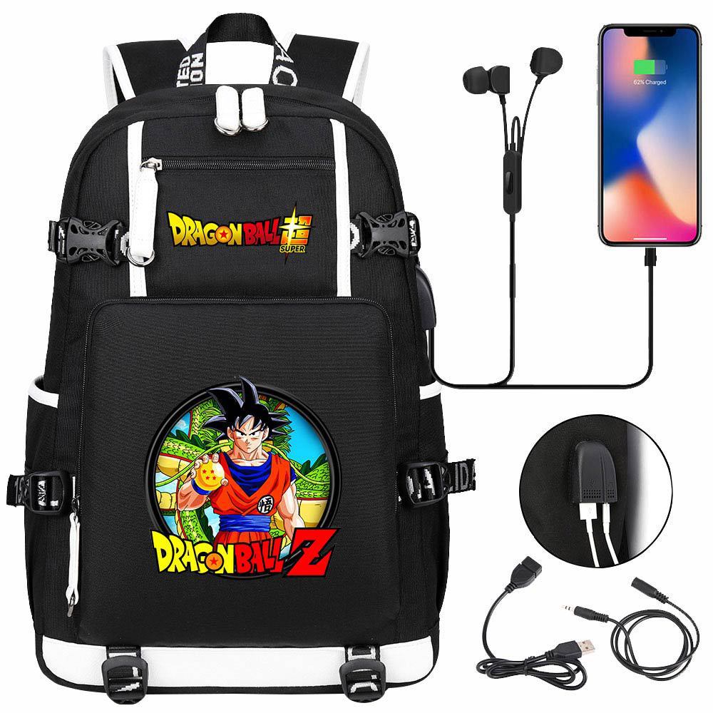Vegeta Sun Wukong Dragon Ball Ultra USB Headphones Teen Student School Bag Men's and Women's Leisure Travel Backpack