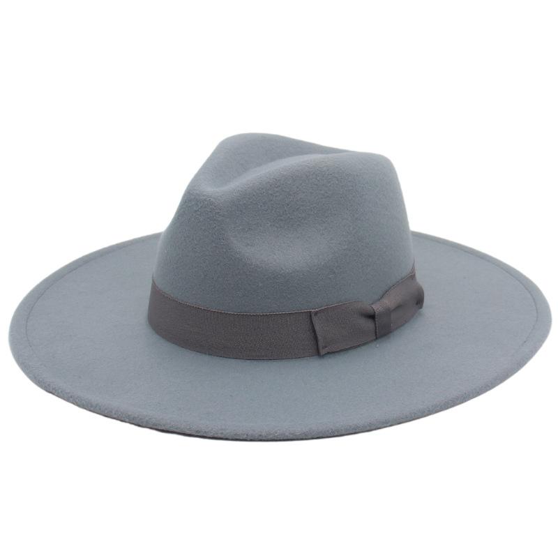 Jazz Hat Retro Men'S And Women'S Cotton Felt Hat Big Brim Panama Hat Gold Chain Hat
