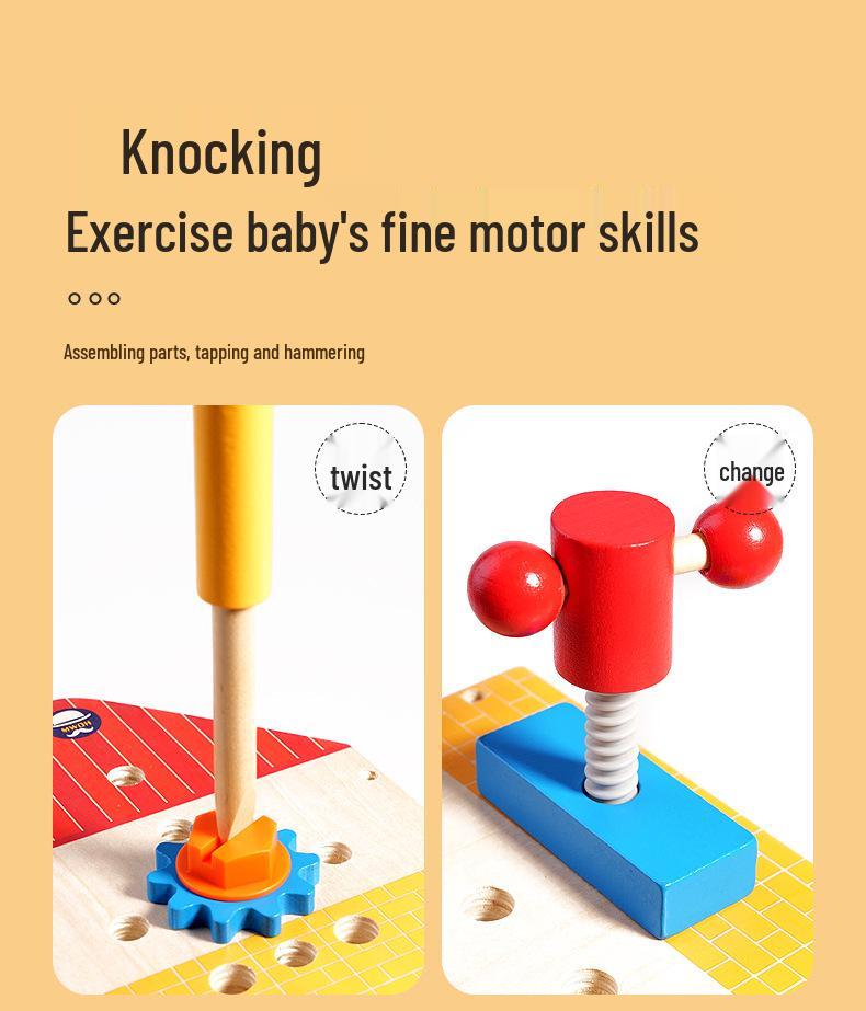 Kids' Wooden Tool Set with Toolbox for Early Learning