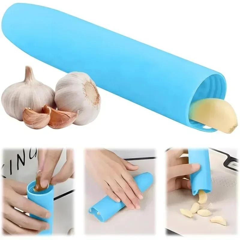 1 pièce Silicone Éplucheur d'Ail Créatif Ménager Tube Éplucheur Outils d'Épluchage d'Ail Gadgets de Cuisine Couleur Aléatoire