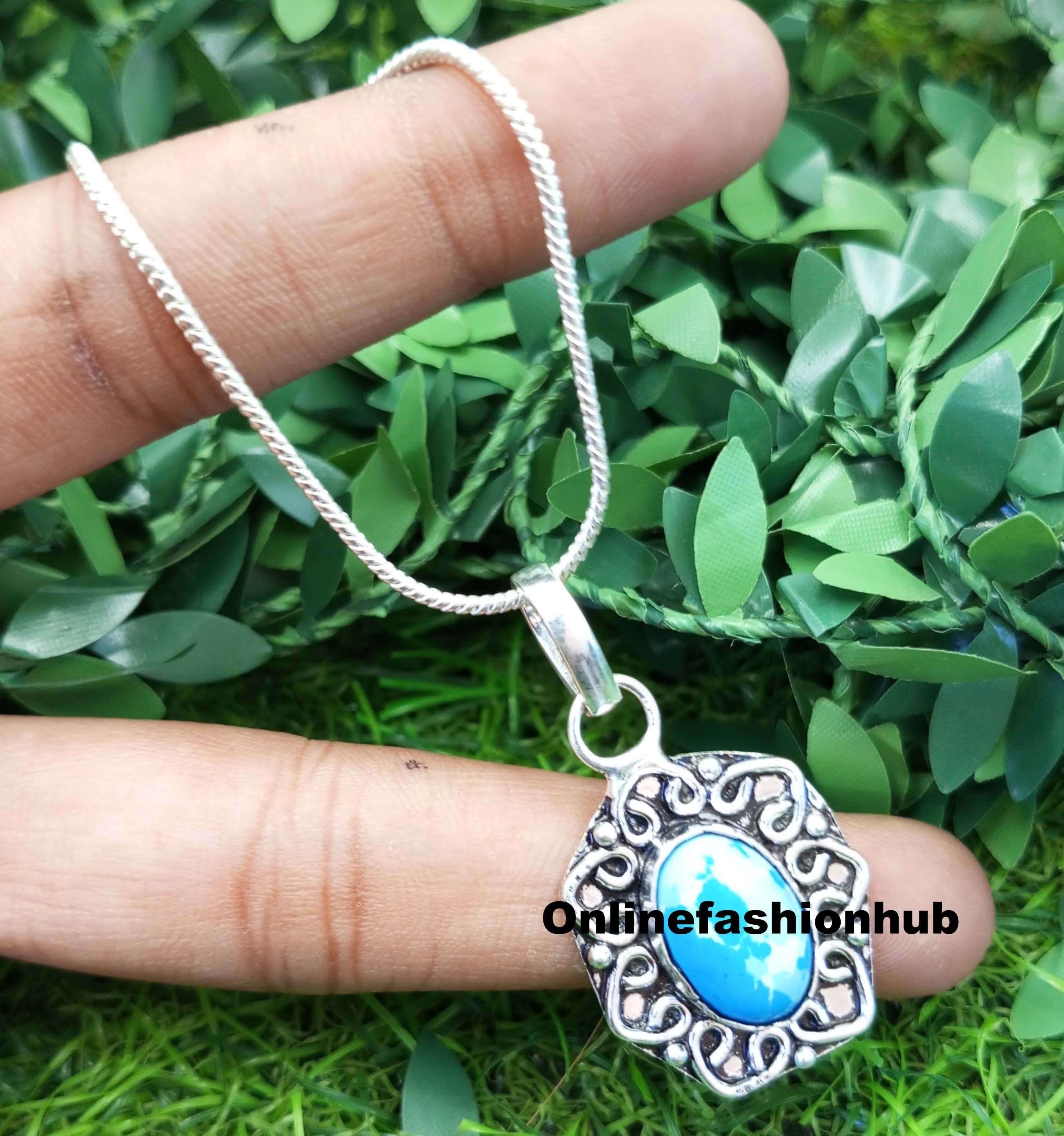

Larimar Gemstone 925 Sterling Silver Plated Beauty Pendant FPD-P22
