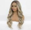 Gradient Brown Gold Long Loose Wavy Synthetic Wig 26 Inch Heat Resistant Fiber Daily Party Wig For Women
