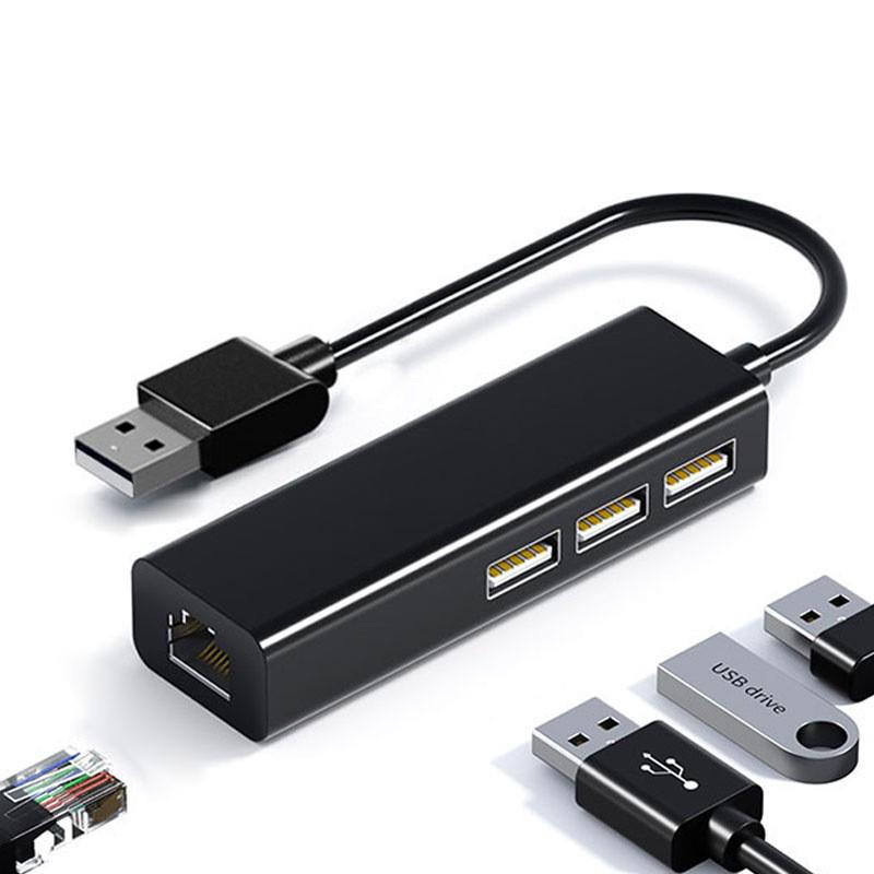 RJ45 Type-C to USB Network Card Converter, USB2.0 HUB, Driver-Free 100Mbps Wired Network Adapter