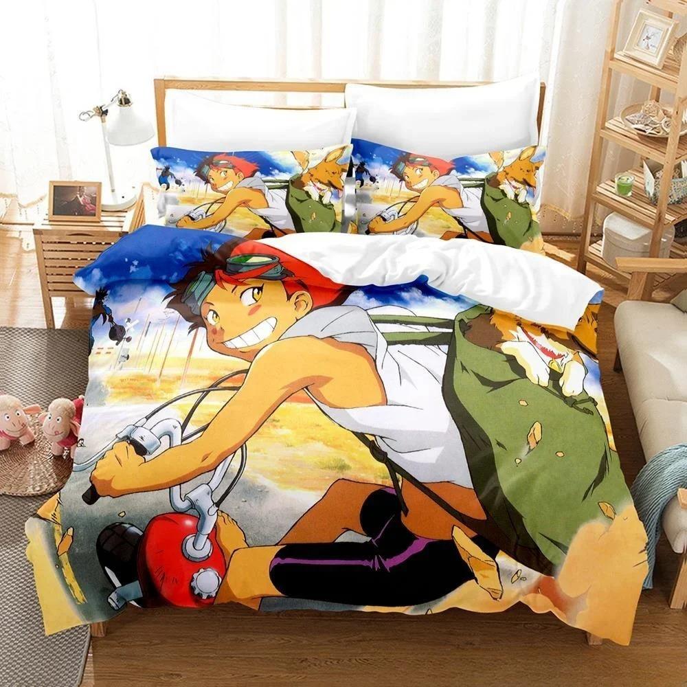 Mode 3D-gedrucktes Spiel Cowboy Bebop Bettwäsche-Set Cartoon Anime dreiteiliges Set Erwachsene Kind Schlafzimmer Bettbezug-Sets Heimtextilien